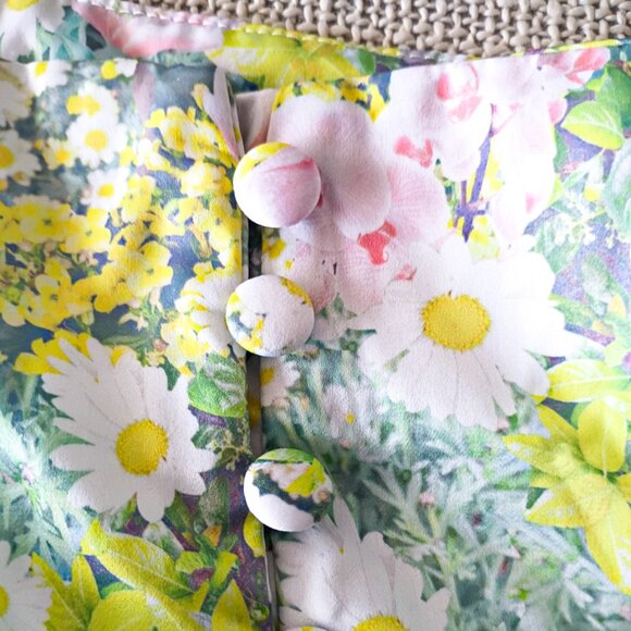 ZARA Floral Button Front Midi Skirt - Pastel Daisy Print, High Waisted | Size XS - Picture 7 of 7